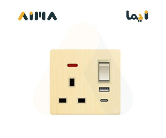 صورة فيكتوري فيش مع مفتاح 13 امبير مع لمبة و مخرج USB و Type C